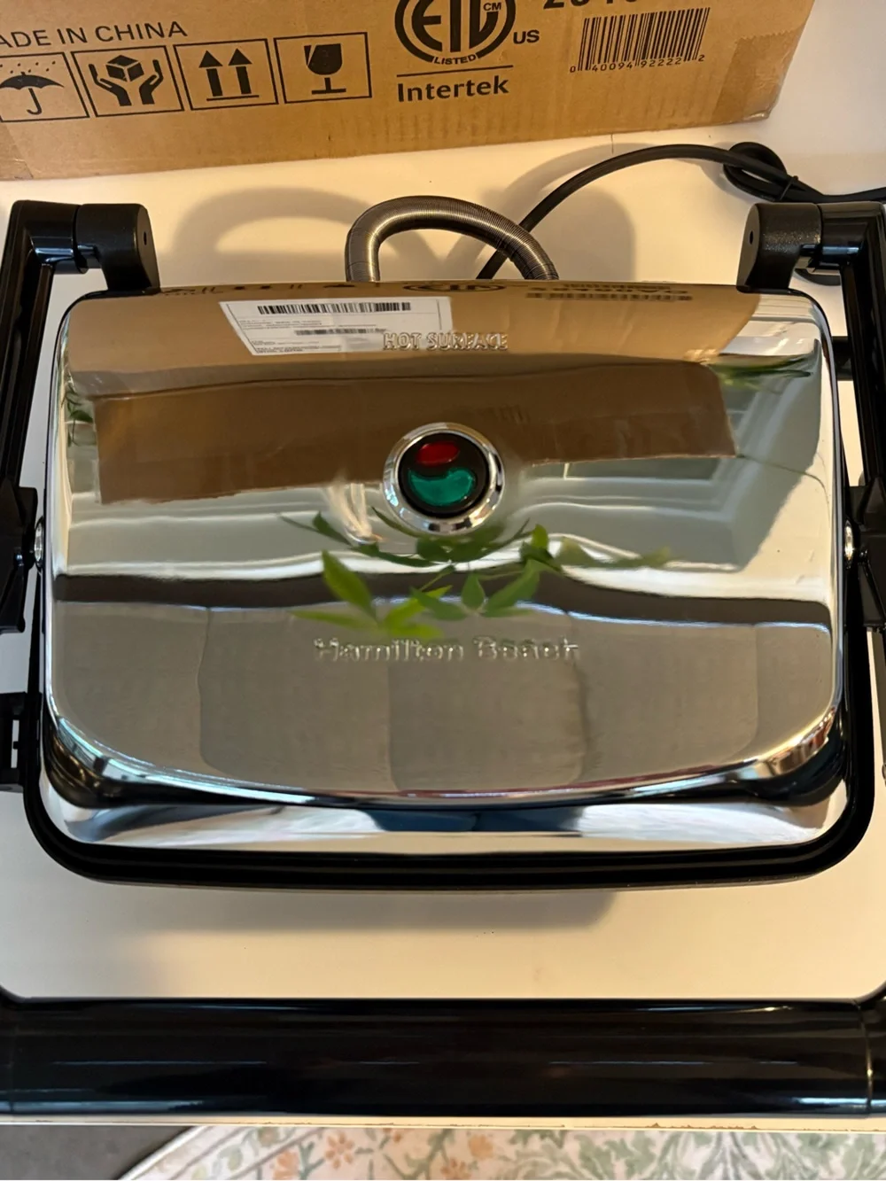 Hamilton Beach Polished Silver Electric Grill with Black Frame